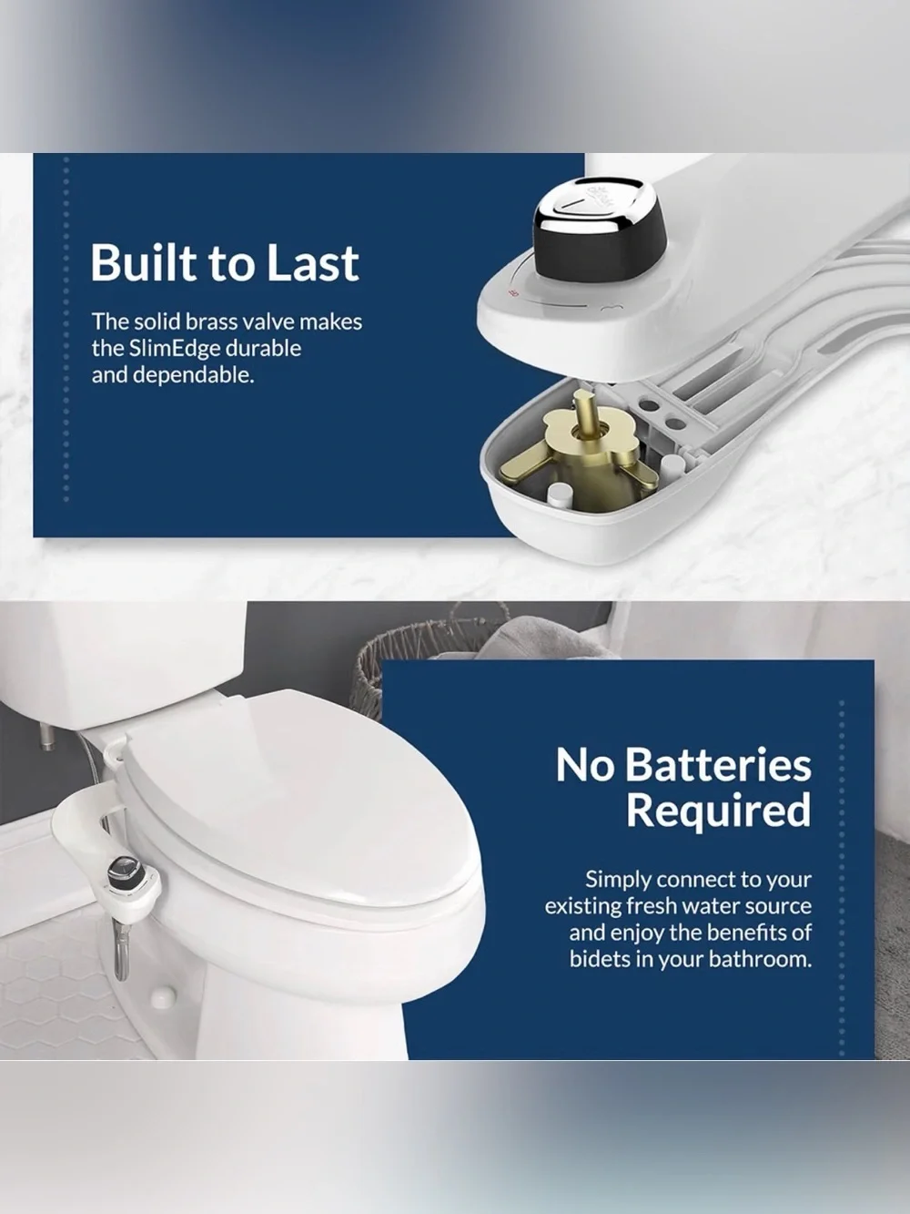 Bidet Attachment - White, Compact Design. Easy 10 minute setup and Installation